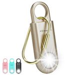 130dB Personal Safety Alarm Strobe Light. Loud Sound Keychain Siren with Carabiner for Women, College Students, Night Runners, Hiking. Bear Alarm Deterrent. SOS Emergency Self Defense Alerts. Gold