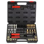 Thread Repair Kit 49 PCS Thread Chaser Set, Metric and SAE Thread Repair Kit, Universal Rethreading Kit Thread Restorer Tool Set with 22 Taps 24 Dies 3 Thread Files