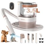 DOWYLIK Dog Grooming Kit, 3.5L Pro Dog Vacuum for Shedding Grooming, 15Kpa Low Noice Pet Grooming Vacuum Suction 99% Pet Hair, 5 Pet Grooming Tools and 4 Nozzles