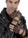 GSG Mens Fingerless Leather Gloves Driving Cycling Motorcycle Half Gloves Unlined 10.5 Tan