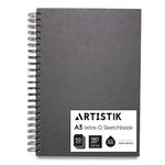 A3 Sketchbook - (Pack of 1 - A3 (50 Sheets)) Wire-O Portrait Drawing Pad for Heavy Mixed Media with Perforated 180gsm Acid-Free Cartridge Paper and Black Cloth Cover Sketch Book