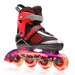 PAPAISON Adjustable Inline Skates Boys Ages 4-12, Roller Skates for Girls Kids with Full Light Up Wheels, Outdoor Skates Illuminating Skates for Children Teens Women