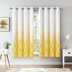 Beauoop Yellow Ombre 100% Blackout Curtains 72 Inches Long for Bedroom Living Room, Moroccan Printed on White Window Treatments, Grommet Top Thermal Insulated Drapes 2 Panel Sets