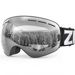 ZIONOR X Ski Snowboard Snow Goggles OTG Design for Men Women Adult with Spherical Detachable Lens UV Protection Anti-fog (VLT 94% Black Frame Clear Lens)