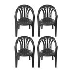 simpa Solana BLACK Stackable Low Back Plastic Garden Chairs - Set of 4