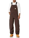 Carhartt Men's Quilt Lined Washed Duck Bib Overalls, Brown, XX-Large