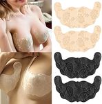 Puparlo 12Pcs Lace Adhesive Bras for Women,Invisible Sticky Bra for Large Breasts,Backless Bra Strapless Invisible Push Up Silicone Bra for Backless Dress with Nipple Covers