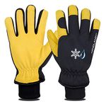 HANDLANDY Winter Work Gloves for Women and Men, Insulating Waterproof Deerskin Leather Gloves, -10℉Cold Proof Windproof Thermal Warm Gloves for Cycling Skiing Outdoor Working Small