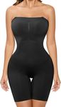 FUT Shapewear Bodysuit for Women Tummy Control Butt Lifter Body Shaper Thigh Slimmer, Black, Medium