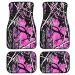 Biyejit Pink Hunting Camo Car Floor Mats Front and Rear Carpet Floor Mats Backing Rubber Automotive Foot Pads for Most Cars SUVs Vans or Trucks, Set of 4