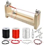 Worldity Paracord Bracelet Jig, Wood Bracelet Maker with 3 Rolls Nylon String for Bracelets, 1.5mm Nylon Bracelet Cord for Jewelry Making, Bracelet Making, Lanyards, Chinese Knot (Black White Red)