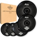 Rhythm Bytes Low Volume Cymbal Pack | 5-Piece Quiet Cymbal Set | Silent Cymbals for Drums – 14" Hi-Hats, 16" & 18" Crash Cymbals, 20" Ride Cymbal | Perfect for Practice & Rehearsals - BLACK