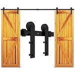 9FT/274cm Antique Sliding Barn Wood Door Hardware Track Kit Track System for Double Door,Easy to Install