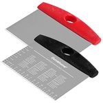 Ourokhome Dough Pastry Bench Cutter Scraper, Stainless Steel Pizza Cutter for Kitchen Baking, Dishwasher Safe, Anti-Wear Laser-Engraved Measuring Scale and Conversion Chart, 2 Pack, Black and Red