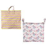 POLKA TOTS Canvas Portable Toy Storage Bags, Clothes Organizer Baskets & Bookcase Shelf Box With Handles For Kids, Cubbies, Desk & Floor (Pack Of 2, Zic Zac-Unicorn),Assorted