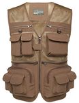 Flygo Mens Mesh Outdoor Work Fishing Travel Photo Vest with 16 Pockets Khaki (XXX-Large, Khaki)