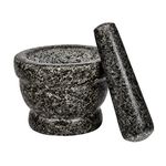 ZENO Pestle and Mortar Set | 11cm Diameter Large Capacity Hard Natural Granite Mortar For Smashing | Grinding and Crushing | Premium Solid Granite Stone (11cm x 8cm, Single Pestle)