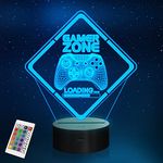 YuanDian Gamer Zone Night Light,Gamepad Gamepad Graphic Video Games Gamer Gift Funny 3D Illusion Lamp 16 Colors Changing Touch & Remote Control for Men Teenagers and Kids