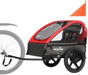 Sepnine Kids Bike Trailer, Suitable for 1 to 2 Kids, 12+ Months, Quick Attach to Bike, Foldable, with 5-Point Harness and Storage Bags Red