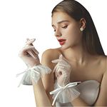 QRBTSCL Short Lace Gloves Tea Party Gloves Costumes Gloves for Wedding Dinner Party, Ivory-new, One Size