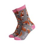 Sock Therapy Womens Novelty Socks Funky Pattern Colorful Fun Dress Socks Smart Design Animal Print Comfortable Breathable Socks Non Slip Great Gift - Foxes