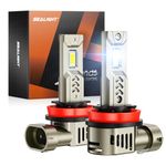SEALIGHT 2026 Brightest H11/H8/H9/H16 LED Headlight Bulbs, 80000LM 1200% Brighter, 6500K Cool White, 1:1 Halogen Size Wireless, 3 Min Plug and Play Halogen Replacement Conversion Kit, Pack of 2