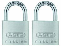 ABUS 64TI/30 2-PACK C KA Titalium Aluminum Alloy Keyed Alike Padlock Set of 2, 1-1/4-Inch with 3/16-Inch Diameter Nano Protect Steel Shackle