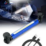 ZOEYLTG LED Work Light, 3000LM 5200mAh Rechargeable Magnetic Underhood IP54 Waterproof Cordless Work Light Bar with Hooks & USB Power Output, Battery Powered Light for Mechanics/Workshop/Emergency