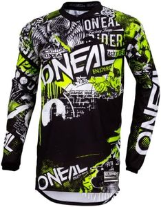 O'Neal mens V-neck Element Attack Jersey, Black/Hi-viz, Large US