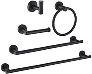 MARMOLUX ACC 5 Piece Black Bathroom Hardware Set - Hand Towel Holders & Bathroom Towel Rack Set - Towel Rack Bathroom - Wall Mounted Towel Bar Bathroom Fixtures SUS304 Stainless Steel - Matte Black