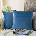 Khooti Velvet Cushion Covers Pack of 3-22" x 22" / 56 x 56 cm - Ice Blue - Soft Pillow Covers Cushion Case for Sofa Bedroom Livingroom Chair Car, Cushion Cover