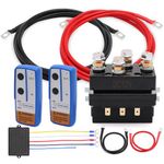 Torkettle 12V 250A Winch Solenoid Relay Contactor with 2Pcs Wireless Winch Remote Control Kit and 4Pcs pre-Wires with lugs for 2000-5000lbs ATV UTV Truck Winches