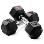Lifelong Rubber Dumbbells Set of 2 (5Kg*2) for Home Gym - Dumbbell Set of 2 with Rubber Coating - Hexa Dumbbell Set for Men & Women - Home Gym Exercise Equipment - Dumbbell Weights (Black)