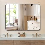 COFENY Bathroom Mirror, Black Rectangle Mirror, Wall Mounted Bathroom Frame Vanity Mirror with Round Corner for Bedroom Living Room, Entryway Hangs Horizontal or Vertical (30x40inch)