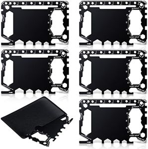 6 Pcs Credit Card Wallet Size Multitool 46 in 1 Multi Purpose Survival Pocket Tool Multipurpose Tool Card for Christmas Men Gift, 3.15 x 2.05 Inch (Black)