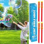 4 Pack Party Box Giant Bubble Wands Including 2 Gallons of Huge Bubble Solution Mix Refill for Huge Bubble Maker Liquid Big BubblesPARTY Outdoor Summer Toys Activities for Kids Boys and Girls Kit