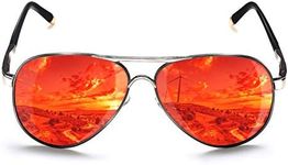 ROCKNIGHT Aviator Polarized Sunglasses for Men Women Red Mirrored Sunglasses UV400 Protection Outdoor Boating Trendy Sunglasses