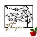 Custom Family Tree Sign, Personalized Names, Last Name, Metal Wall Art, Home Decor, Housewarming, Anniversary Gift Ideas, Family Members, Tree of Life, Tree Branch, Metal Birds Wall Art (Design 2)