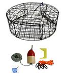 KUFA Vinyl Coated Round Crab Trap Accessory Kit (100' Lead Corerope, Clipper, Bait Case 11" Red/White Float)
