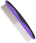 ROPO Dog comb Pet grooming comb Cat comb for removing matted fur Proper care prevents knots and mats in long and short-haired pets Non-slip comfort grip handles (Plastic rubber handle, Purple)