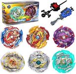 Ingooood Metal Master Fusion Gyro Toys for Kids, 6 Pieces Battling Top Battle Burst High Performance Set with 2 Launchers