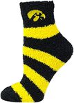 Donegal Bay DB Fan Gear Iowa Hawkeyes Stripe Fuzzy Socks, One Size Fits Most,Black/Gold,69363