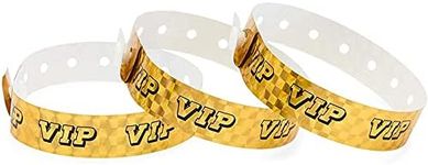 Okuna Outpost VIP Wristbands, Gold Holographic Plastic Bracelets (9.75 x 0.65 in, 100 Pack)