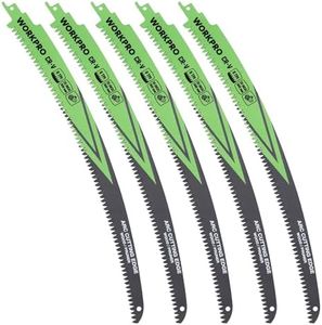 WORKPRO 15" Japanese Teeth Wood Pruning Reciprocating Saw Blades Set, Arc Cutting Edge 6TPI Pruning Saw Blades for Tree Pruning, Wood Cutting, Durable & Sharp, 5 Pack