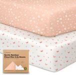 Pack and Play Sheets Fitted, 2-Pack Mini Crib Sheets - Pack N Play Sheets, Organic Fitted Crib Sheet for Pack and Play Mattress, Playard Baby Crib Sheets, Crib Sheets Neutral for Boys (Butterflies)