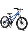 Glerc 20 Inch Kids Bike, Kids Mountain Bike for Boys and Girls Ages 6-10, 21-Speed Skyline Bicycle with Front Suspension and Disc Brakes, Navy Blue