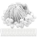 Anjing Bungee Cord with Balls,75 Pack 6 inch, Marquee Bungee Toggles Tensioning Belts for Marquees, Tents Banners, Tent Poles, Flag Poles, Camping Tarp,tarpaulin holder, White