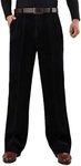 Flygo Mens Wale Stretch Expandable Waist Straight-Fit Corduroy Pant Non-Iron (42, Black)