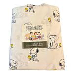 BERKSHIRE Blanket & Home Co Peanuts Sheet Set (White - Dog with Coffee Cup, Twin)