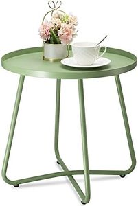 danpinera Outdoor Side Tables, Weather Resistant Steel Patio Small Round Outdoor Metal End Table for Patio Yard Balcony Garden Bedside Green